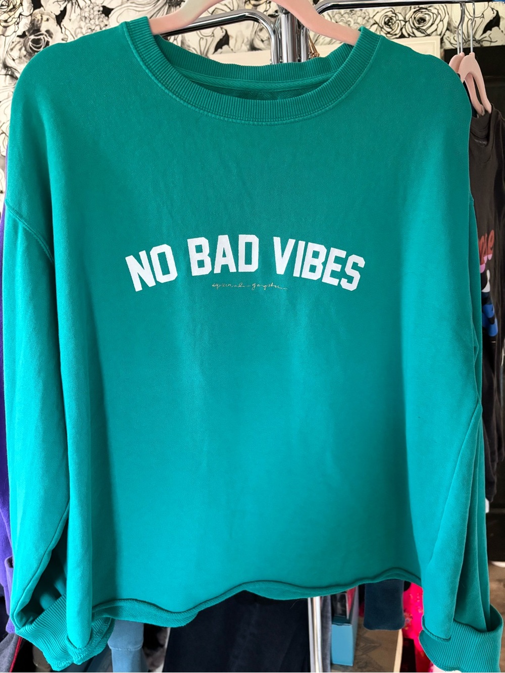 Spiritual Gangster Teal 'No Bad Vibes' Crewneck Sweatshirt